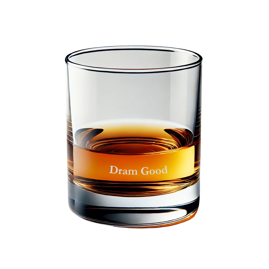 Personalized Custom Whiskey Glass – Engraved Etched Rocks Cocktail Glass, 11 oz Old Fashioned Whiskey Gift Glass with Sayings (Dram Good)