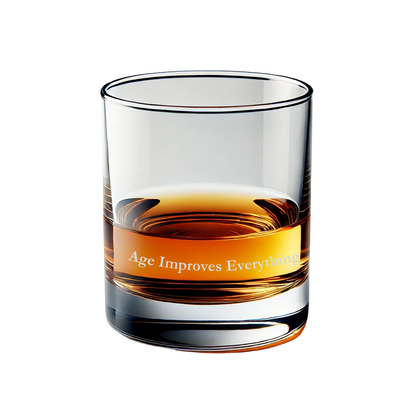 Personalized Custom Whiskey Glass – Engraved Etched Rocks Cocktail Glass, 11 oz Old Fashioned Whiskey Gift Glass with Sayings (Age Improves Everything)