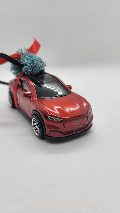 Christmas Ornament with Tree for all-electric Ford Mustang Mach-E SUV | Gift Ideas 2023 | Handmade in USA