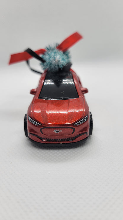 Christmas Ornament with Tree for all-electric Ford Mustang Mach-E SUV | Gift Ideas 2023 | Handmade in USA