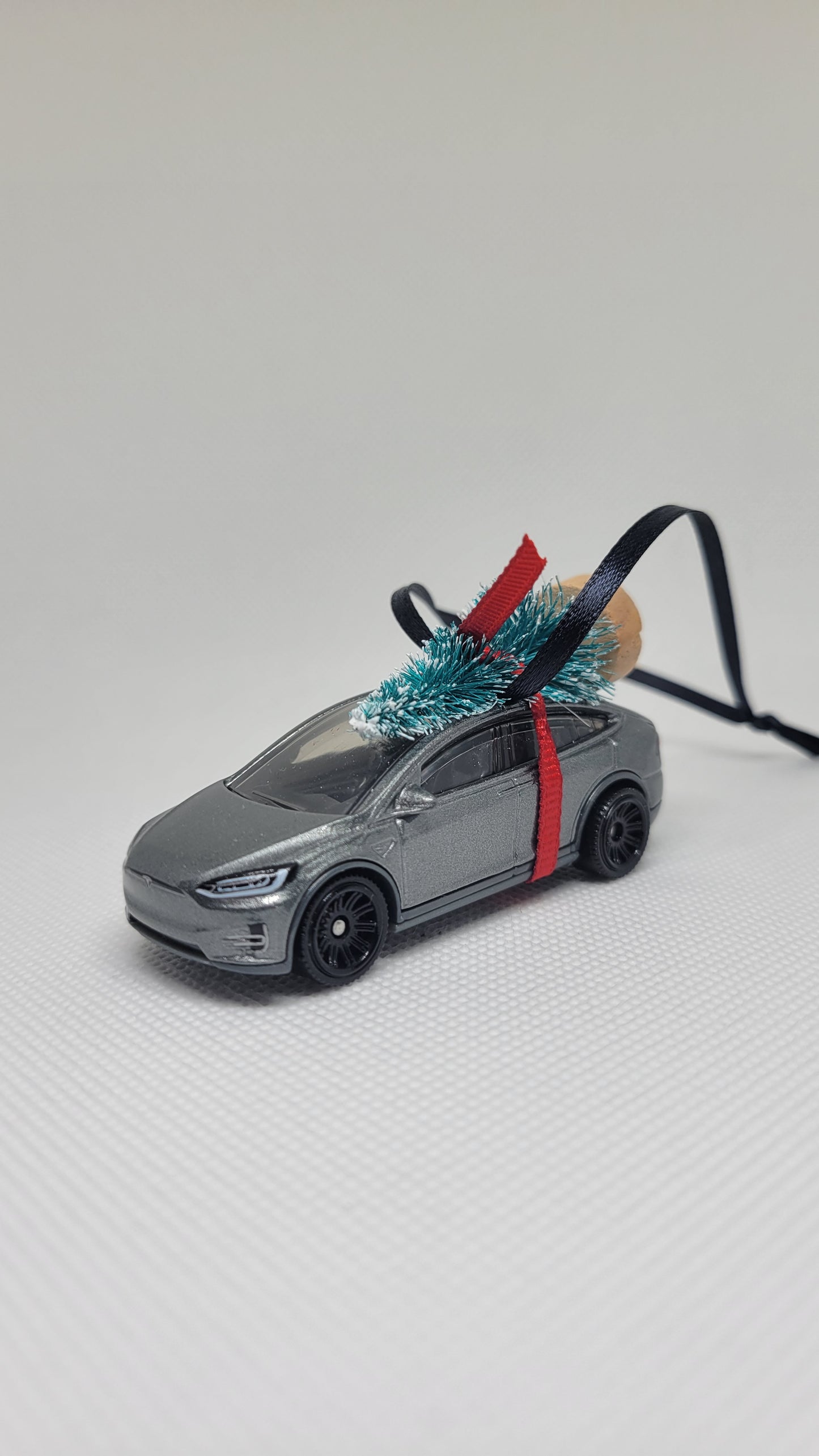 Christmas Ornament with Tree Tesla Model X Gray | Gift Ideas 2023 | Handmade in USA