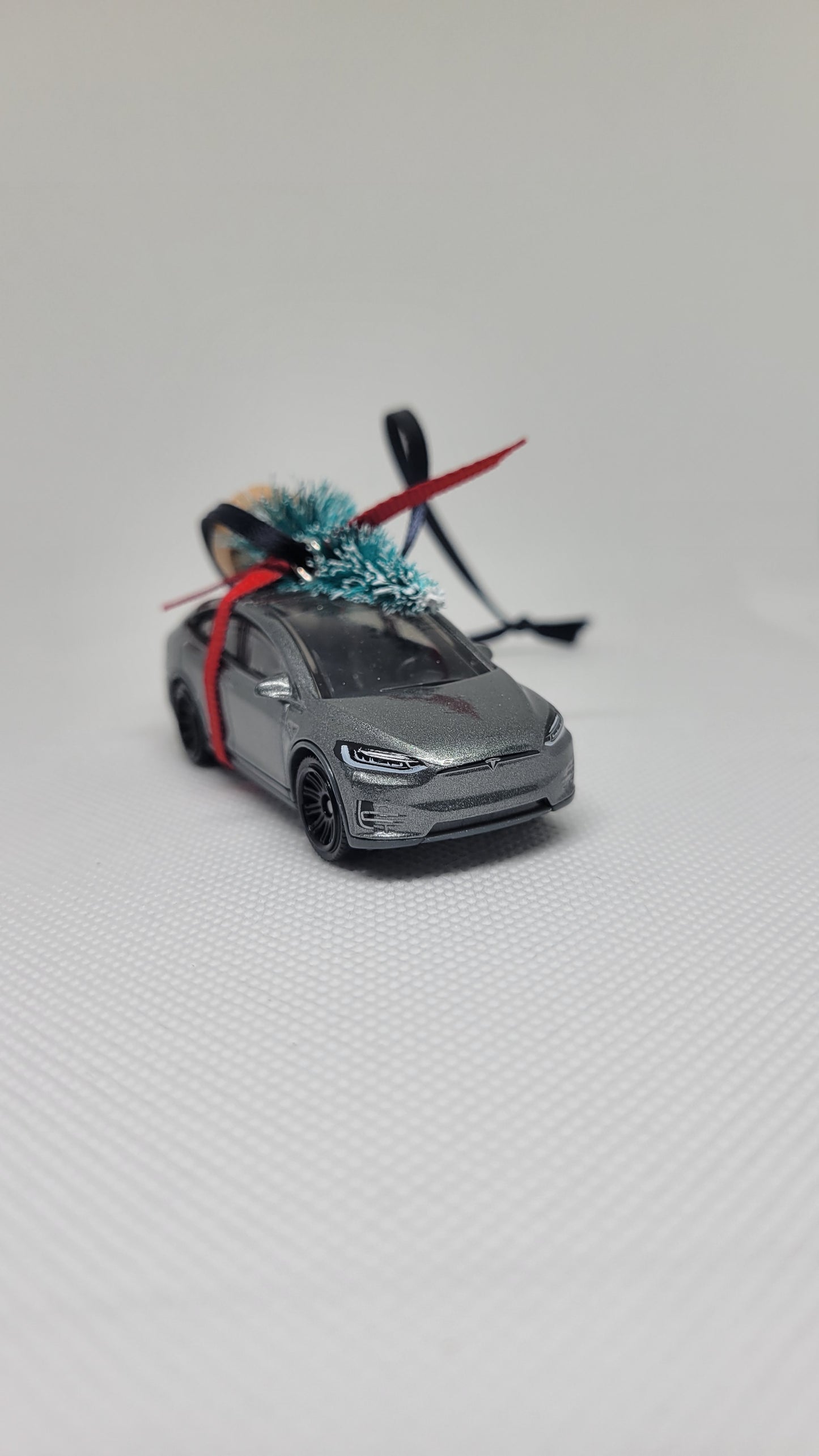 Christmas Ornament with Tree Tesla Model X Gray | Gift Ideas 2023 | Handmade in USA