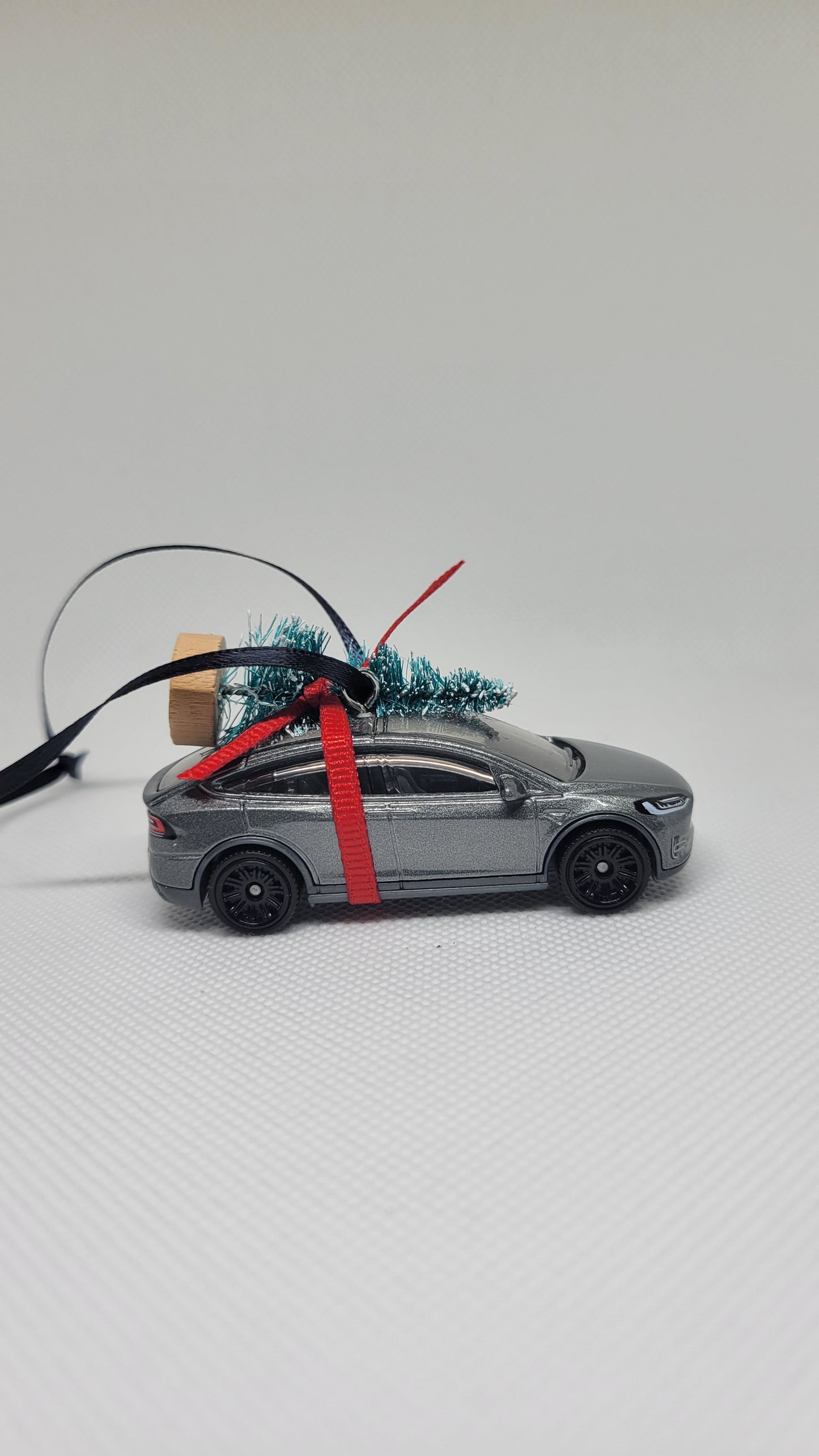 Christmas Ornament with Tree Tesla Model X Gray | Gift Ideas 2023 | Handmade in USA