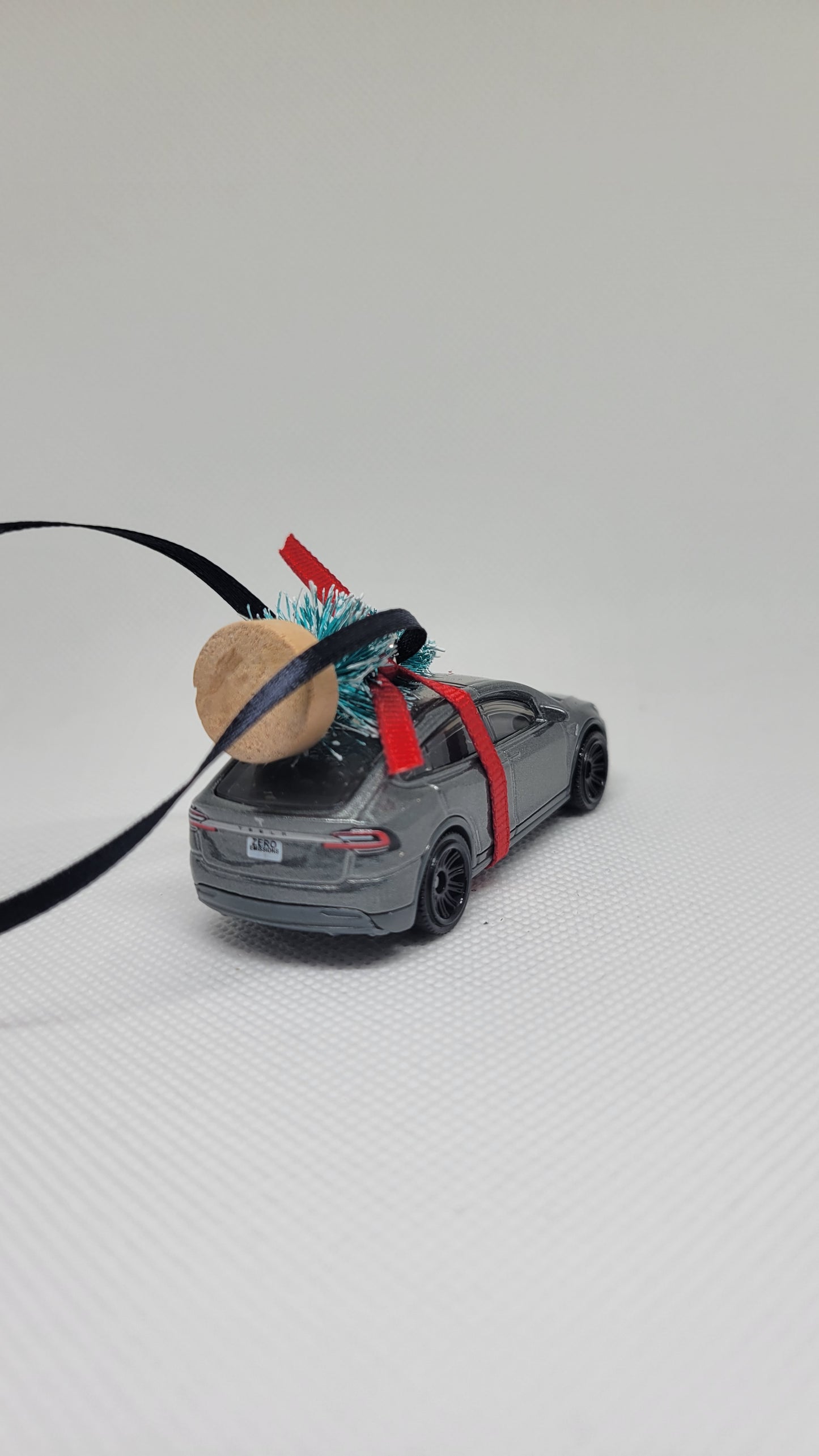 Christmas Ornament with Tree Tesla Model X Gray | Gift Ideas 2023 | Handmade in USA