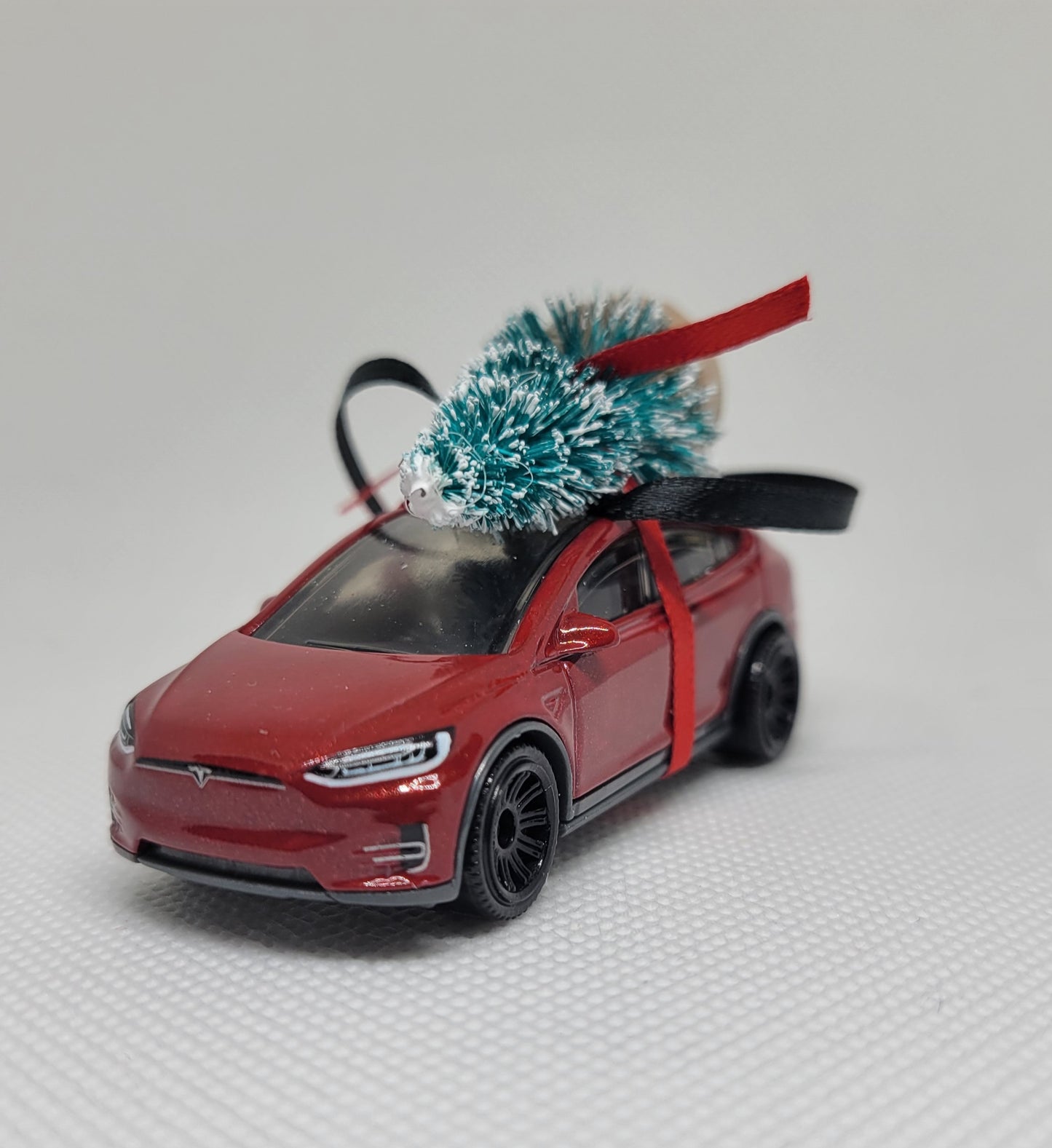 3" Christmas Ornament with Tree for Tesla Model X Red Owners by Speedtails | Gift Ideas for Tesla Model X