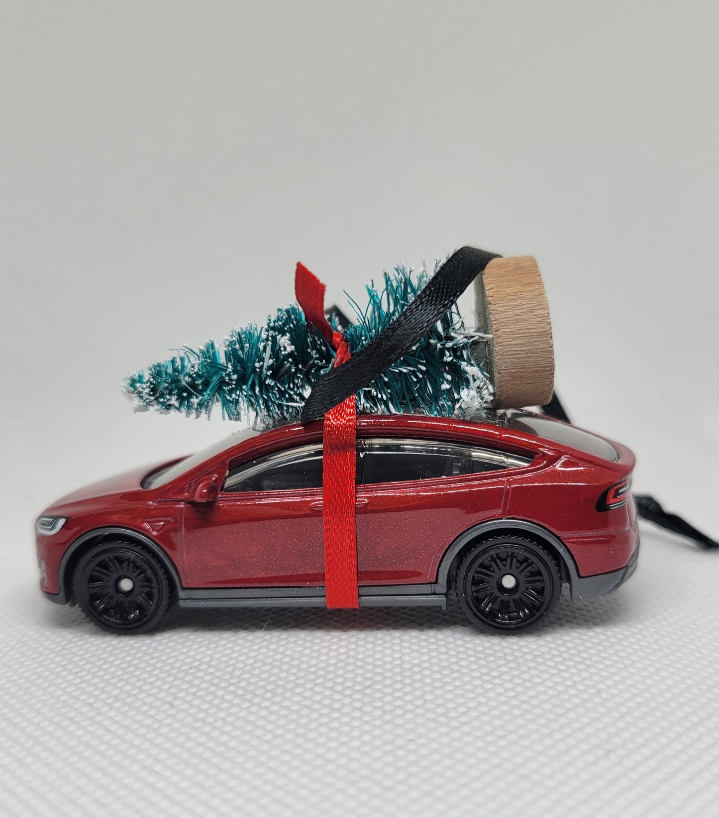 3" Christmas Ornament with Tree for Tesla Model X Red Owners by Speedtails | Gift Ideas for Tesla Model X