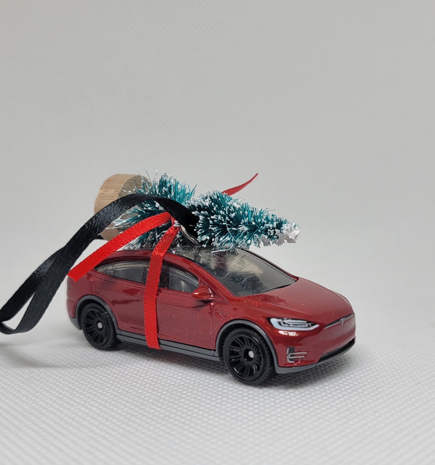 3" Christmas Ornament with Tree for Tesla Model X Red Owners by Speedtails | Gift Ideas for Tesla Model X