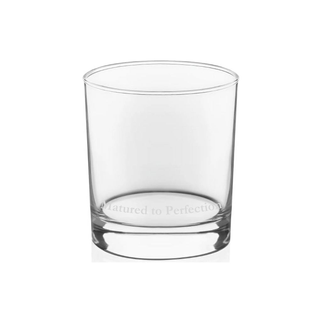 Personalized Custom Whiskey Glass – Engraved Etched Rocks Cocktail Glass, 11 oz Old Fashioned Whiskey Gift Glass with Sayings (Matured to Perfection)