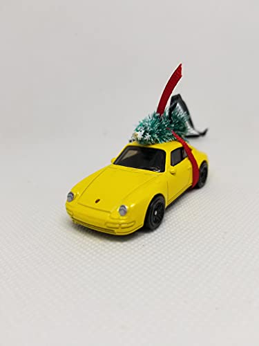 2021 Christmas Ornament with Tree for Porsche Carrera 911 by Speedtails (Yellow)