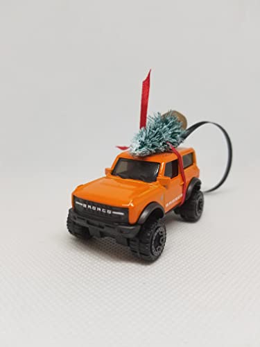 SpeedTails Christmas Ornaments – 3" Christmas Ornament with Tree for 2021 Ford Bronco Owners by Speedtails | Gift Ideas for 2021 Ford Bronco (Orange)