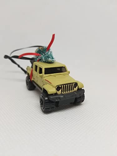 SpeedTails Christmas Truck Ornament with Tree for Blue, Green, Tan or Red Jeep Gladiator owners (Tan)