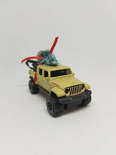 SpeedTails Christmas Truck Ornament with Tree for Blue, Green, Tan or Red Jeep Gladiator owners (Tan)