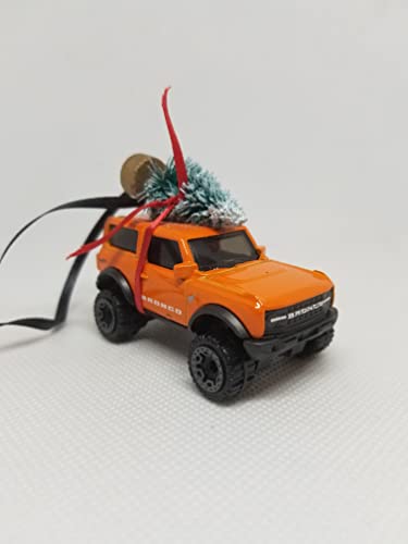 SpeedTails Christmas Ornaments – 3" Christmas Ornament with Tree for 2021 Ford Bronco Owners by Speedtails | Gift Ideas for 2021 Ford Bronco (Orange)