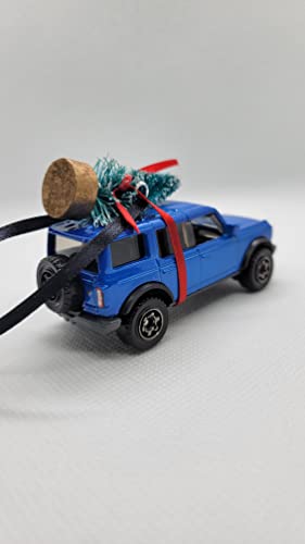 SpeedTails Christmas Ornaments – 3" Christmas Ornament with Tree for 2021 Ford Bronco Owners by Speedtails | Gift Ideas for 2021 Ford Bronco (Blue)