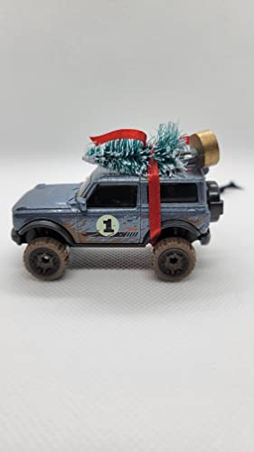 Christmas Ornament with Tree for Ford Bronco Owners by Speedtails | Gift Ideas for Ford Bronco (Gray)