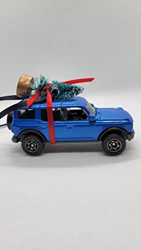 SpeedTails Christmas Ornaments – 3" Christmas Ornament with Tree for 2021 Ford Bronco Owners by Speedtails | Gift Ideas for 2021 Ford Bronco (Blue)