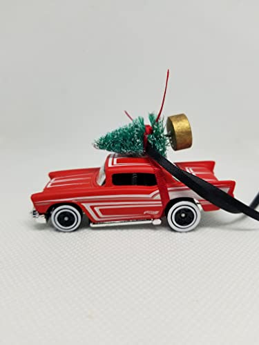 SpeedTails Christmas Ornaments – 3" Christmas Ornament with Tree for 57 Red Chevrolet Classic Chevy Owners by Speedtails | Gift Ideas for 57 Red Chevrolet Classic Chevy