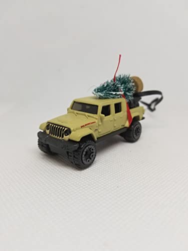 SpeedTails Christmas Truck Ornament with Tree for Blue, Green, Tan or Red Jeep Gladiator owners (Tan)