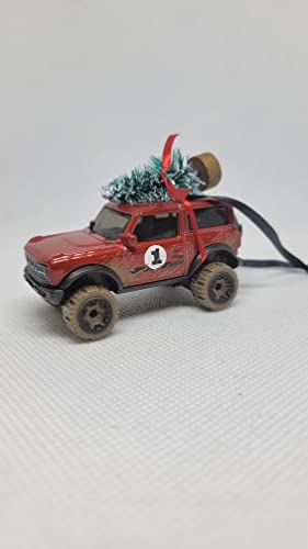 Christmas Ornament with Tree for Ford Bronco Owners by Speedtails | Gift Ideas for Ford Bronco (Red)