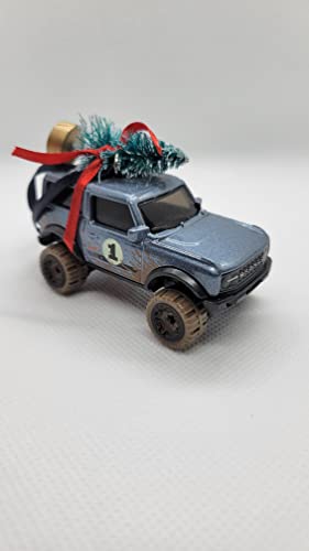 Christmas Ornament with Tree for Ford Bronco Owners by Speedtails | Gift Ideas for Ford Bronco (Gray)