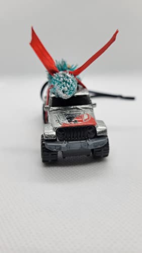 SpeedTails Christmas Truck Ornament with Tree for Blue, Green, Tan or Red Jeep Gladiator owners (Silver)