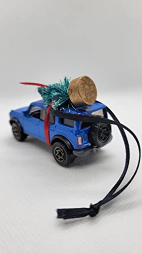 SpeedTails Christmas Ornaments – 3" Christmas Ornament with Tree for 2021 Ford Bronco Owners by Speedtails | Gift Ideas for 2021 Ford Bronco (Blue)