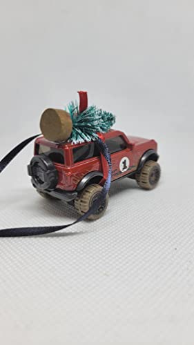 Christmas Ornament with Tree for Ford Bronco Owners by Speedtails | Gift Ideas for Ford Bronco (Red)