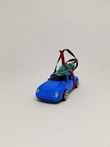 3” Christmas Ornament with Tree for blue Porsche Carrera 911 Owners by Speedtails | Gift Ideas 2021 | Handmade in USA