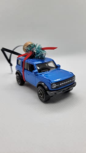 SpeedTails Christmas Ornaments – 3" Christmas Ornament with Tree for 2021 Ford Bronco Owners by Speedtails | Gift Ideas for 2021 Ford Bronco (Blue)