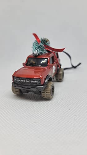 Christmas Ornament with Tree for Ford Bronco Owners by Speedtails | Gift Ideas for Ford Bronco (Red)