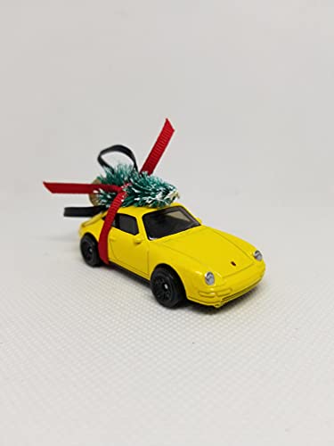 2021 Christmas Ornament with Tree for Porsche Carrera 911 by Speedtails (Yellow)