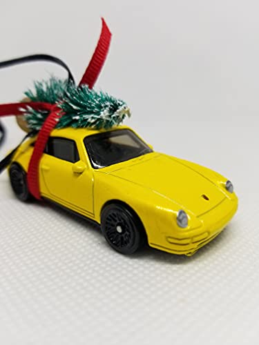 2021 Christmas Ornament with Tree for Porsche Carrera 911 by Speedtails (Yellow)