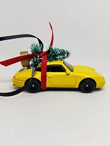 2021 Christmas Ornament with Tree for Porsche Carrera 911 by Speedtails (Yellow)