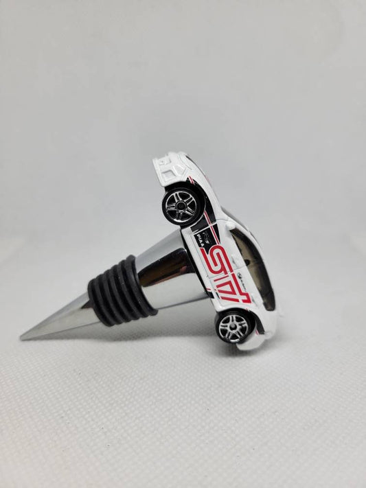 Wine bottle stopper for Subaru STI WRX (white) - Unique Wine Gifts by SpeedTails