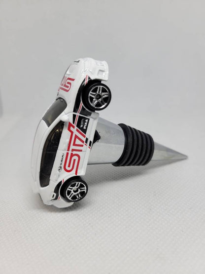 Wine bottle stopper for Subaru STI WRX (white) - Unique Wine Gifts by SpeedTails