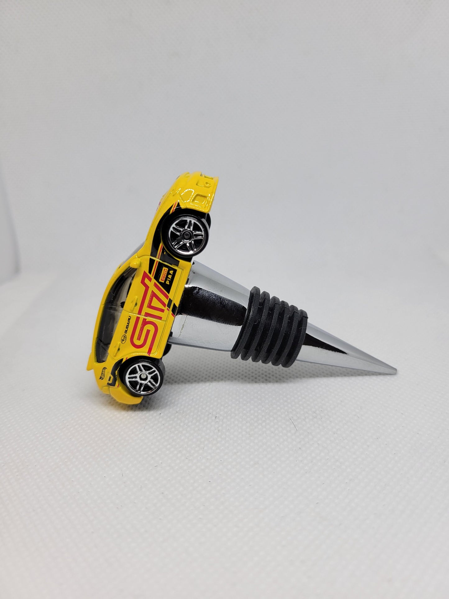 Wine bottle stopper for Subaru STI WRX (yellow) - Unique Wine Gifts by SpeedTails