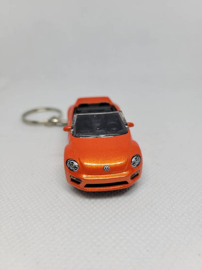 3d Diecast Keychain for Volkswagen Beetle Convertible (orange)