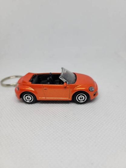 3d Diecast Keychain for Volkswagen Beetle Convertible (orange)