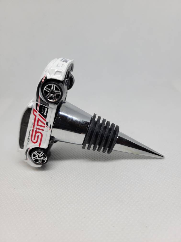 Wine bottle stopper for Subaru STI WRX (white) - Unique Wine Gifts by SpeedTails