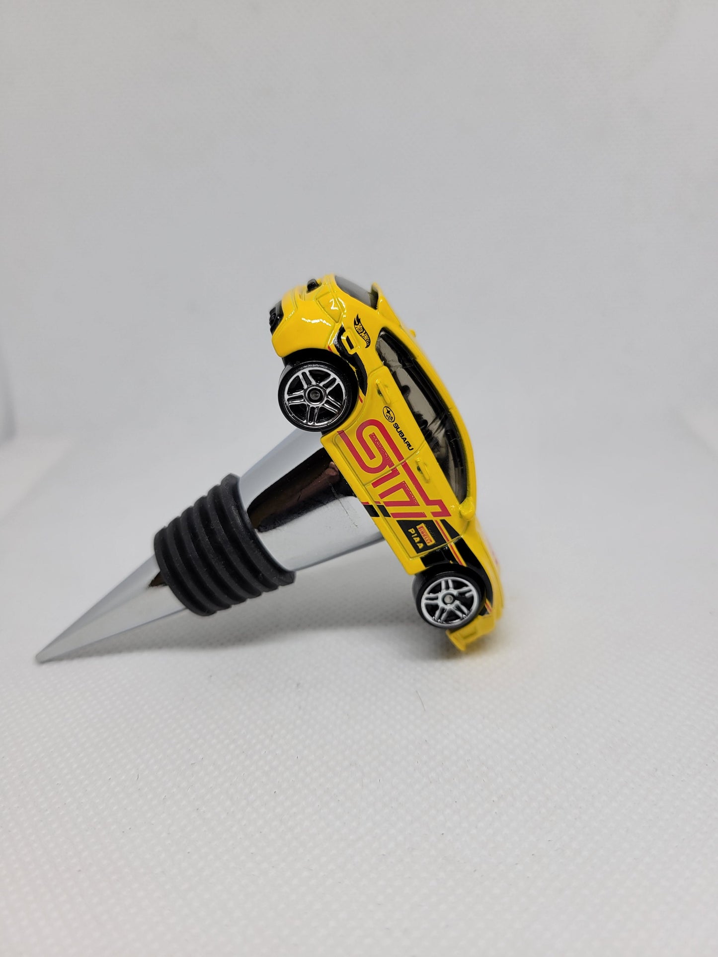 Wine bottle stopper for Subaru STI WRX (yellow) - Unique Wine Gifts by SpeedTails